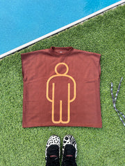 BROWN & SUNBURN YELLOW BOXY TANK TOP